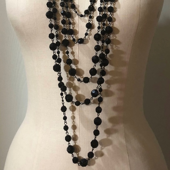 Vintage Multiple Strands Black Necklace - Picture 3 of 8